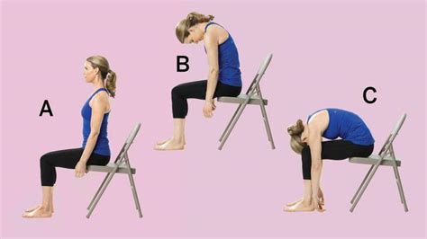 Sit straight on a sturdy chair, with your knees far apart. The Best Chair Yoga Moves to Combat Back Pain | Health.com