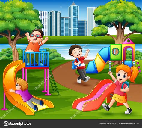 Happy Children Playing School Playground Stock Vector Image By ©dualoro