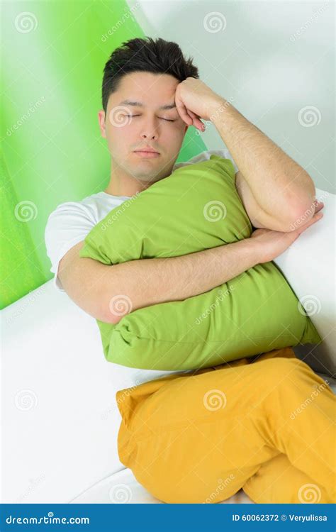 Young Tired Man Sleeping At Sofa Stock Photo Image Of Break Asleep