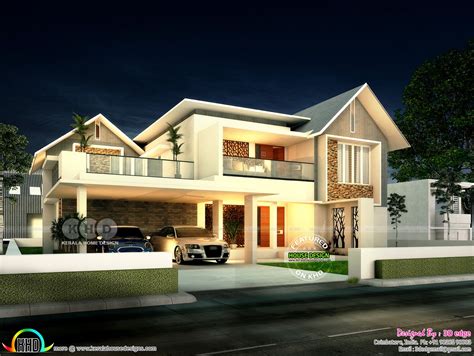 Modern Mixed Roof Home Plan In Kerala Killing Real Estate