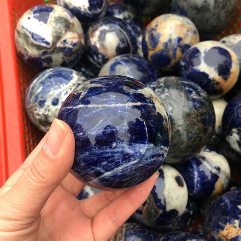 1pcs Natural Blue Veins Stone Round Ball