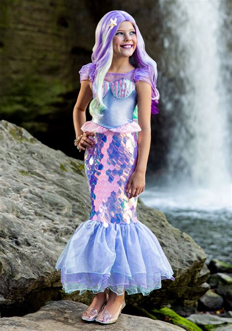 Magical Mermaid Child Costume Blue Shimmering Dress Size Medium 8 10