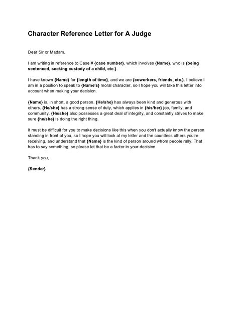 Sample Character Reference Letter For A Friend Court Cv English