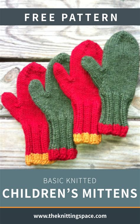 Basic Knitted Childrens Mittens Free Knitting Pattern