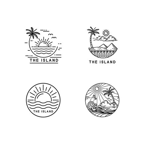 Premium Vector Tropical Island Logo Set