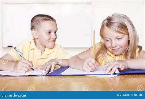 Elementary School Students Doing Homework Stock Image Image Of