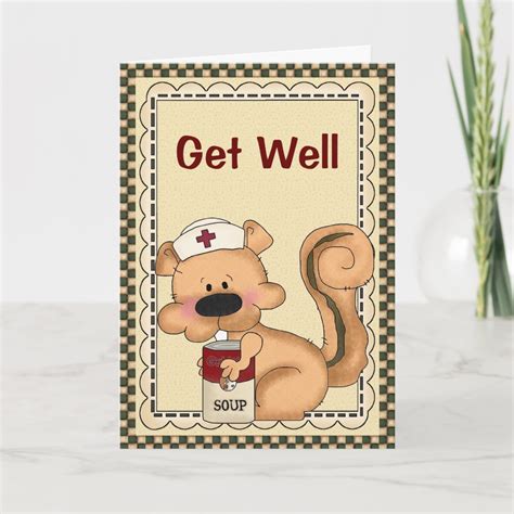 Cute Cartoon Squirrel Get Well Card Zazzle