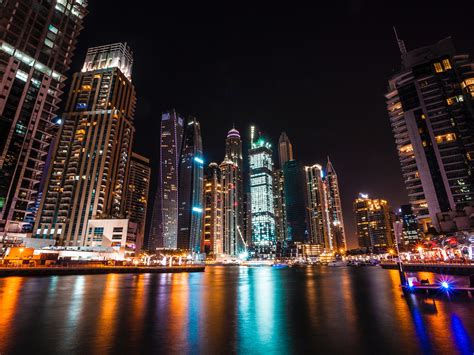Fondos De Pantalla Dubai Emiratos Árabes Unidos Rascacielos Noche
