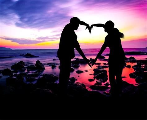 Hd Wallpaper Love Silhouette Couple Sunset Romance Romantic