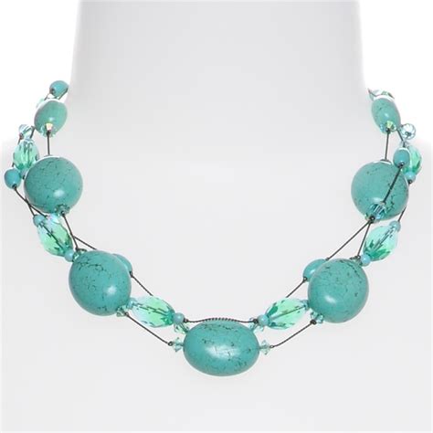 Turquoise Stone Bead Statement Necklace Chunky Necklace