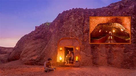 Dig Mountain To Build Underground Cave House Villa And Cave Swimming