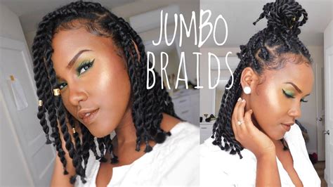 It's much easier to get your hair to do what it's told if you put in some product—not loads, but just a bit. HOW TO DO SHORT CHUNKY JUMBO BOX BRAID/TWIST ON NATURAL HAIR BY YOURSELF - YouTube | Short box ...