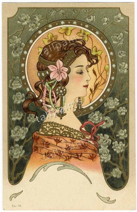 beautiful art nouveau woman postcard 1904 embossed hair flowers gold inks art nouveau