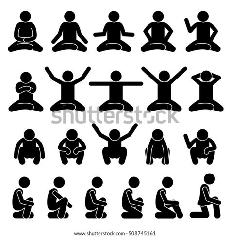Human Man People Sitting Squatting On Stock Vector Royalty Free Shutterstock