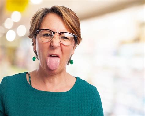 older woman with tongue out photo free download