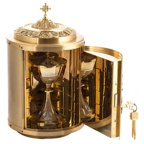 Altar Tabernacle In Gold Plated Brass With Lamb Of God In Bronze