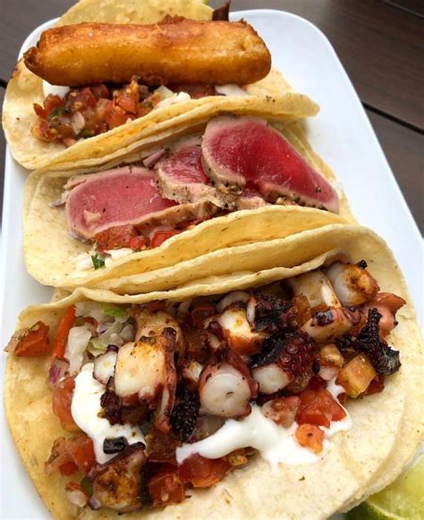 Assorted Seafood Tacos Taste Toronto Restaurants Seafood Restaurant