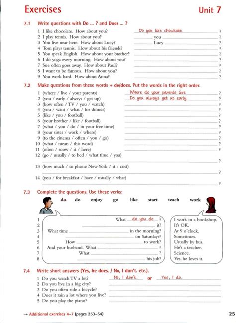 Exercises Unit 7 Grammar Worksheets English Grammar Worksheets 6th