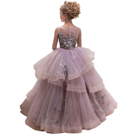 Cqdy Floor Length Ball Gown Pageant Big Girl Flower Embroidery Princess