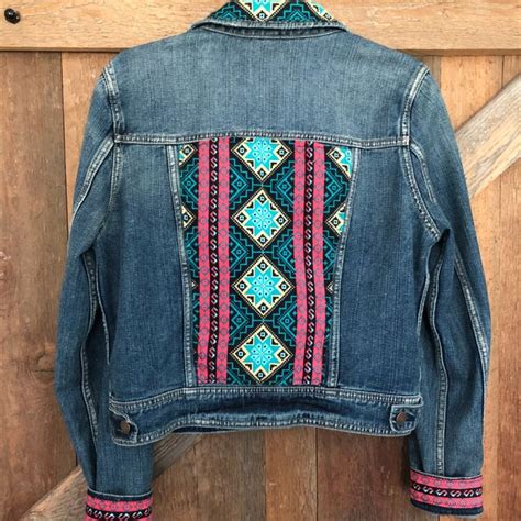 upcycled denim jacket blue jeans crafts upcycled denim jacket embellished denim jacket