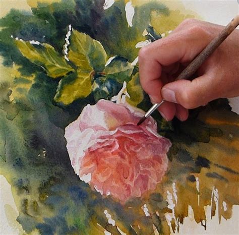 Comment Peindre Une Rose à Laquarelle Apprendre La Peinture Avec Elena Kuznetsova