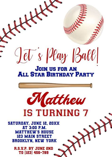 Baseball Birthday Invitation Editable Baseball Team Party Etsy Uk