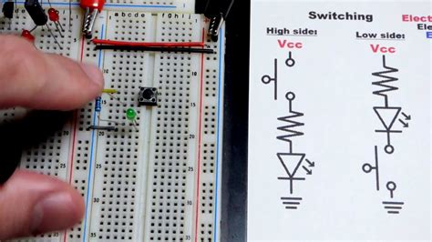 Electronics High Versus Low Side Switching With A Push Button Switch By