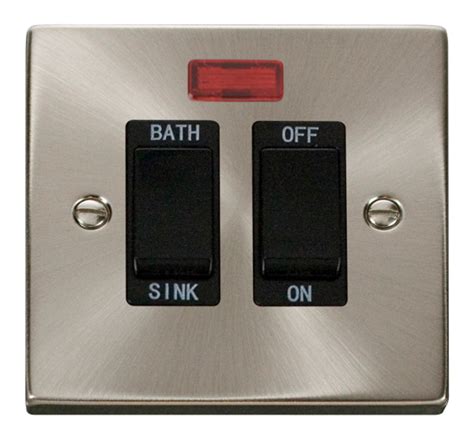 Click Deco Victorian Satin Chrome 20a Double Pole Sinkbath Switch With