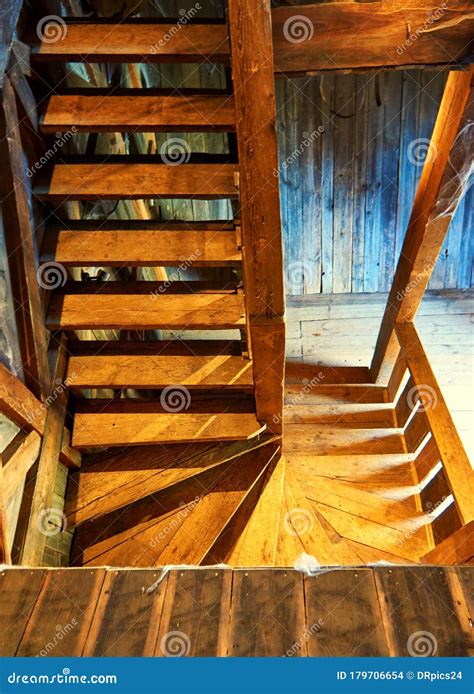 Handmade Wooden Stairs In An Old Wooden House Stock Photo Image Of