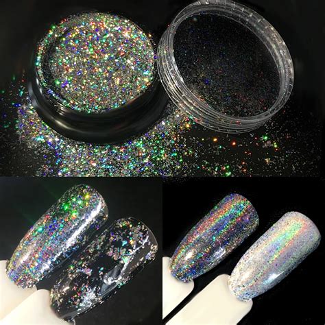 Holographic Laser Glitters Galaxy Holo Flakes G Box Laser Bling Rainbow Flecks Chrome Magic