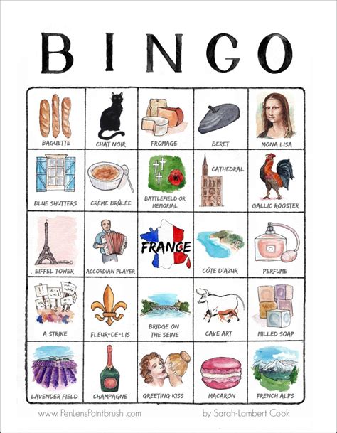 An Illustrated Trip Through France Printable Travel Bingo In 2020