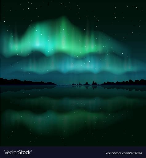 Northern Lights Aurora Borealis Realistic Vector Image