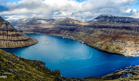 Denmark Lake Mountains Clouds Klaksvik Faroe Islands Nature