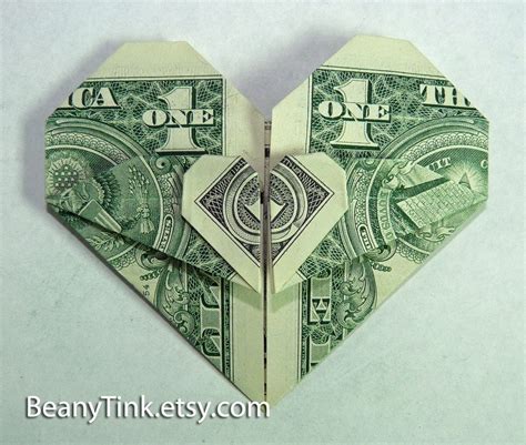 Heart Dollar Bill Origami Embroidery And Origami