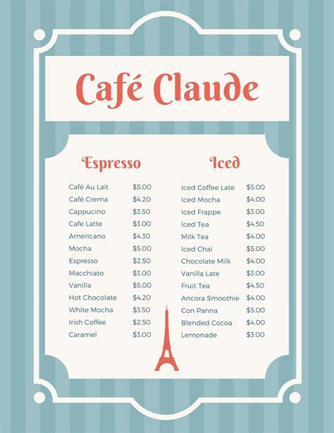 Free French Menu Templates For Word Printable Form Templates And Letter