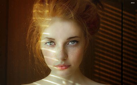 X Redhead Women Model Face Green Eyes Wallpaper Kb