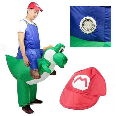 【on Sale】 【99 Promotion】 Inflatable Mario Riding Yoshi Costume Adult Super Mario Fancy Dress