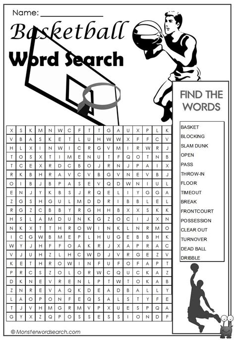 Cool Basketball Word Search Word Find Free Printable Word Searches