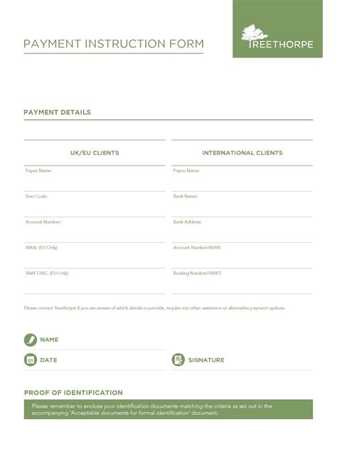 Payment Instruction Template