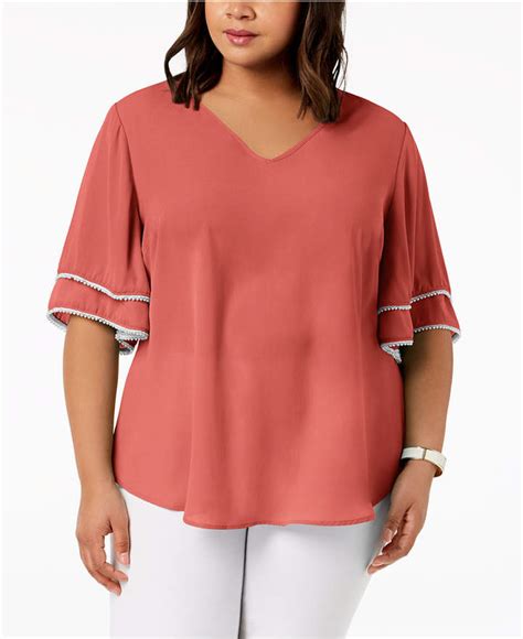 Ny Collection Plus Size Ruffled Sleeve Top Ruffled Sleeve Top Tunic
