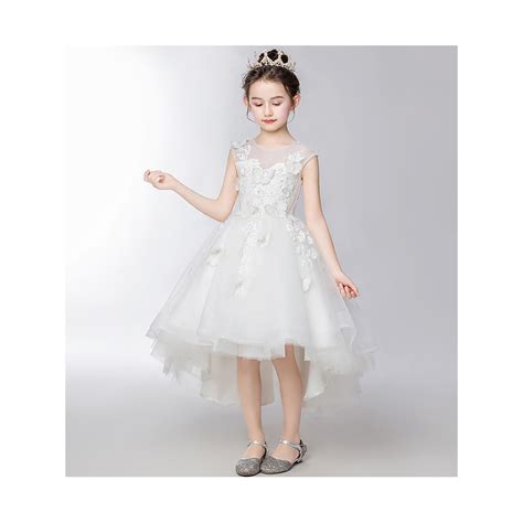 Per 6 anni sarà lunghezza. Abito bimba da damigella bianco ricamato 110-160cm - PartyLook