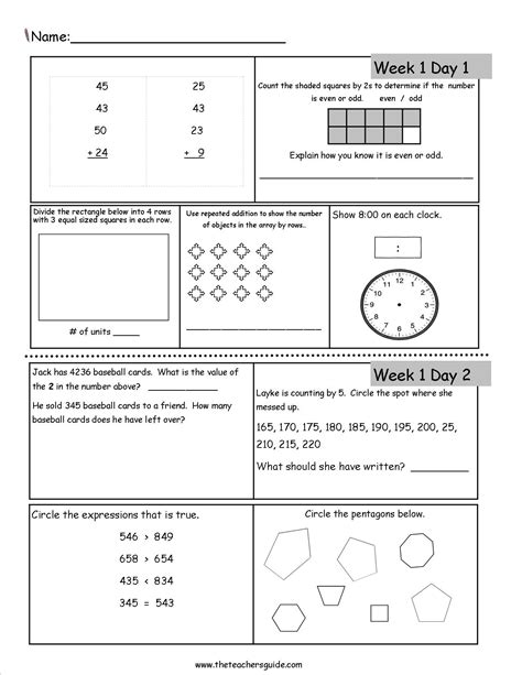 3rd Grade Math Review Worksheets — Db