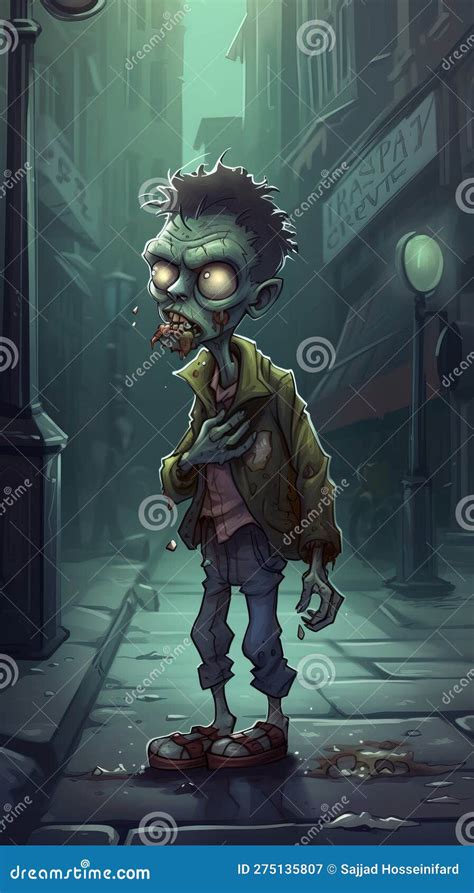 Cartoon Realism Zombie In The Street Stock Illustration Illustration