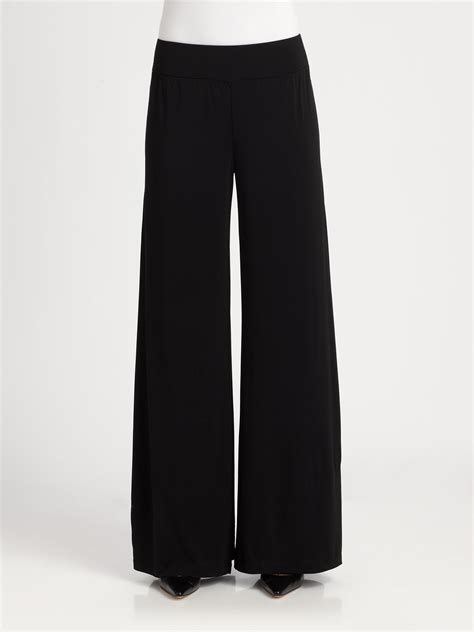 Eileen Fisher Silk Wide Leg Pants In Black Lyst