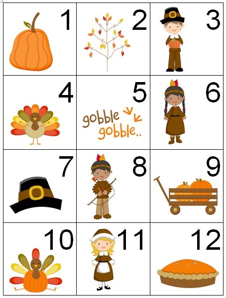 Counting Coconuts Calendar Cards Thanksgiving