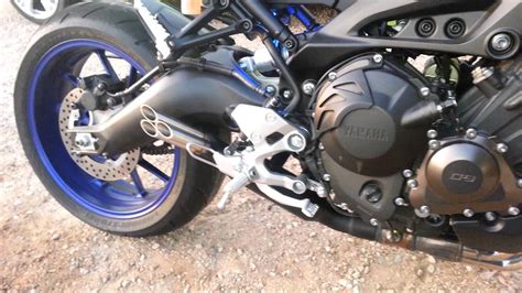 Brand new exhaust on the fz09! Fz-09 exhaust mod. - YouTube