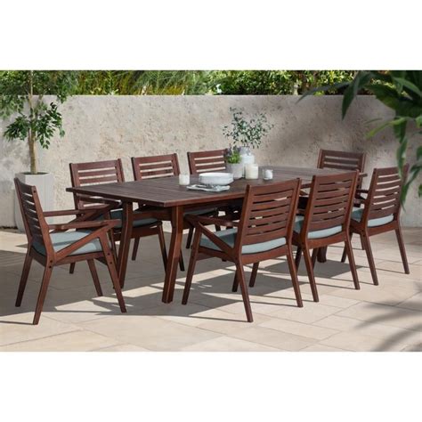 Rst Brands Vaughn 9 Piece Brown Frame Patio Set With Bliss Blue