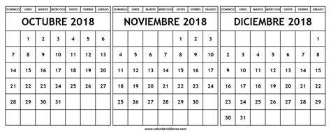 Descargar Calendario Octubre Noviembre Diciembre 2018 Para Imprimir