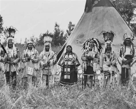 Siksika Black Feet Indians 1910s Vintage 8x10 Reprint Of Old Photo
