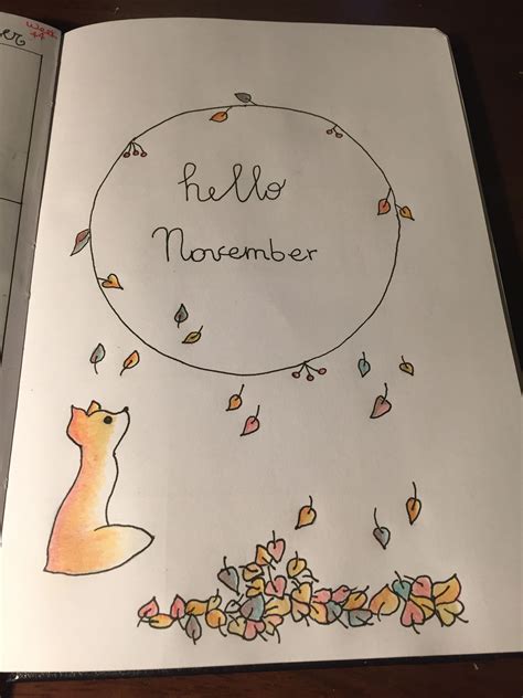 November cover page, fox, leaves, hello November | Hello november, Journal planner, Journal project